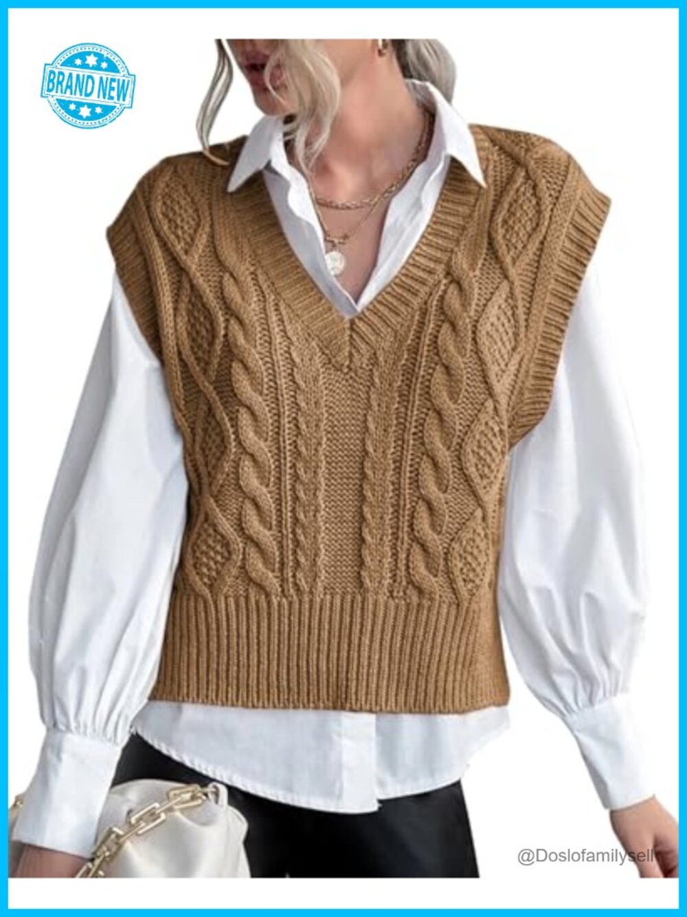 V Neck Sleeveless Knit Sweater Vest Casual Ribbed Pullover